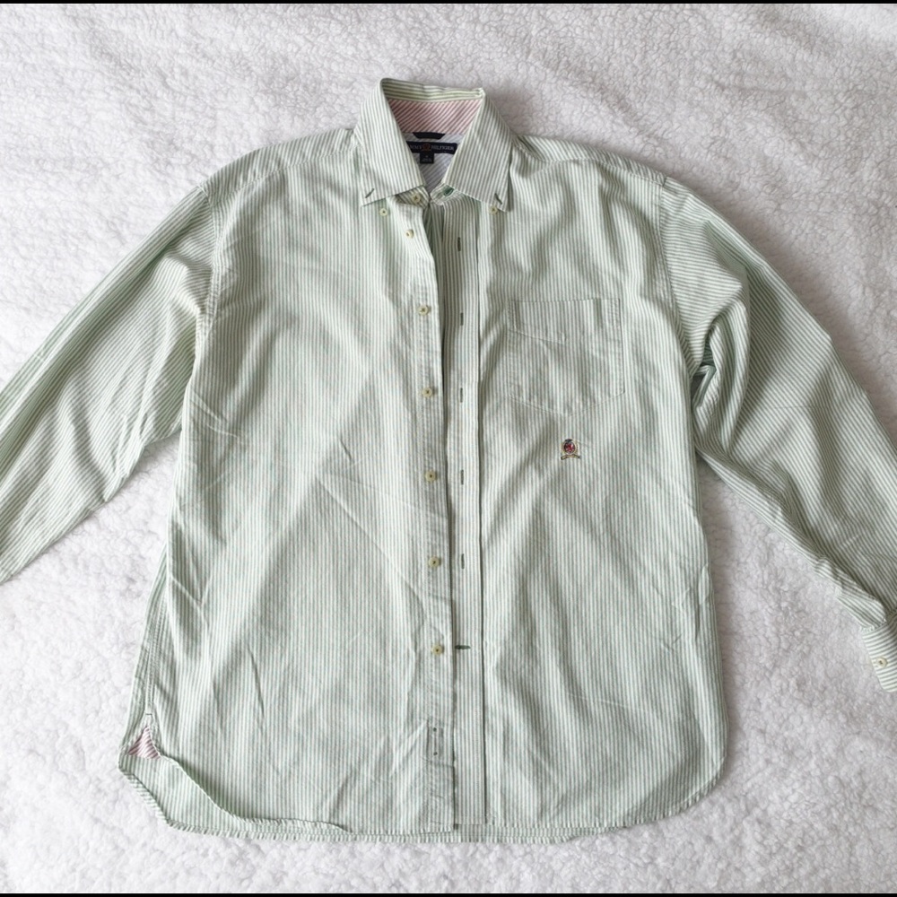 Tommy Hilfiger Green Stripe Button Down